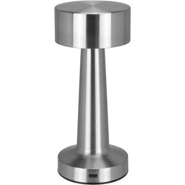 Imagem de Luminaria De Mesa Decorativa Led Usb Metal Prata 22x9x9cm