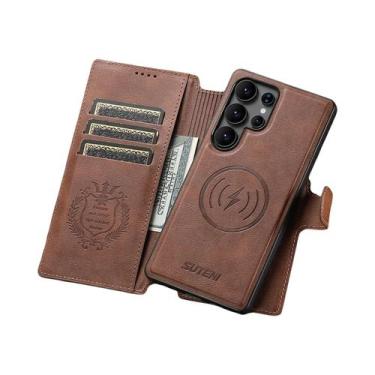 Imagem de Capa Carteira Magnética De Couro PU Com Carregamento Sem Fio E Suporte