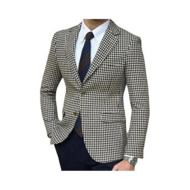 Imagem de Blazer Masculino Slim Fit Xadrez Houndstooth Casual Com 2 Aberturas La