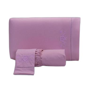 Imagem de Jogo Lençol Casal Super King Size 2,00X2,00M 3 Peças Rose - Miguel Enx