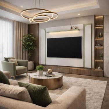 Imagem de Painel Para Sala Estar TV Até 75 Polegadas 180cm Com Prateleira Suspen