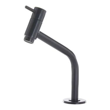 Imagem de Torneira de Mesa Bica Baixa Metal Banheiro Lavabo Pia Domum Preto Fosco