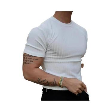 Imagem de Camiseta Masculina De Verão Para Treino Fitness Gola Redonda Manga Cur