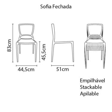 Imagem de Cadeira Sofia Laranja Sem Braços Com Encosto Fechado Em Polipropileno E Fibra De Vidro