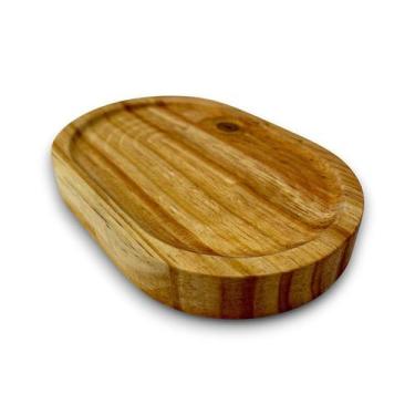 Imagem de Bandeja Rústica Decorativa Oval Curva de Madeira Pinus 15cm - Luggari