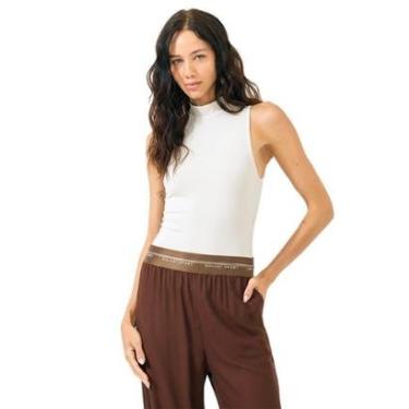 Imagem de Regata Colcci Slim Gola Alta Off Natural Feminina-Feminino