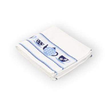 Imagem de Pano de prato DOHLER VIGO 45cm x 70cm BRANCO/AZUL - 1un