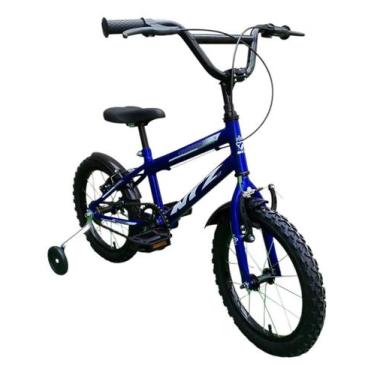 Imagem de Bicicleta com rodinhas de apoio Infantil aro 16 - NTZ, Azul, Aro 16 qu