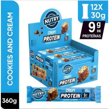 Imagem de Barra Proteína Crispy Cookies Cream Com 12 unidades 30g Nutry