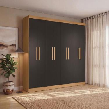 Imagem de Guarda Roupas Casal 8 Portas 4 Gavetas Kappesberg Tapajós/Preto 218cm