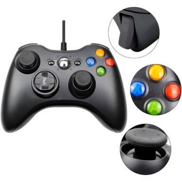 Imagem de Controle Joystick com Fio USB PC Video Game Preto Vibratório - ShopMix
