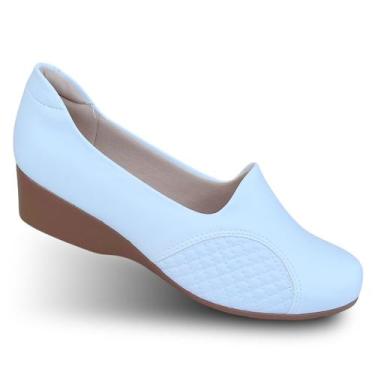 Imagem de Sapato Social Preto Feminino Modare Anabela Salto Baixo Branco Ultra C
