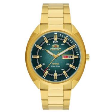 Imagem de Relogio Orient Masculino Automatico dourado mostrador verde banhado fo