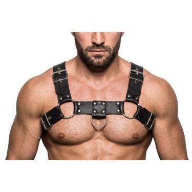 Imagem de Harness em H Luxo BY023 Couro Legítimo - Blood Art, Preto, P