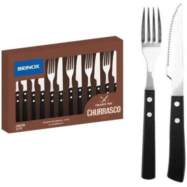 Imagem de Conjunto De Talheres Para Churrasco 12 Peças Preto - Brinox