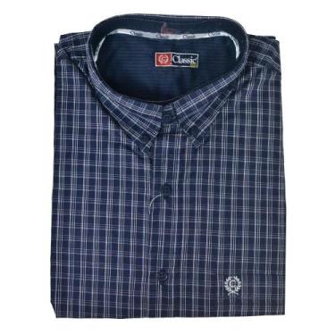 Imagem de Camisa Xadrez Masculina Manga Curta Country Plus Size Classic, Azul, E