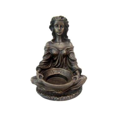 Imagem de Castical sacerdotisa cor ouro velho de Resina com vela rechaud - DECOR