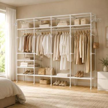 Imagem de Arara Organizadora Closet 4 Colunas 10 Prateleiras Cabideiro Sapateira