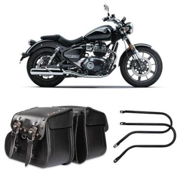 Imagem de Alforge Lateral Botinha 20l Cravos Afastador Suporte Roayl Enfield Sup