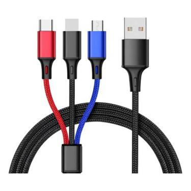 Imagem de Cabo Multifuncional 3 Em 1 Usb Tipo C Micro Usb Lightning - Otemu