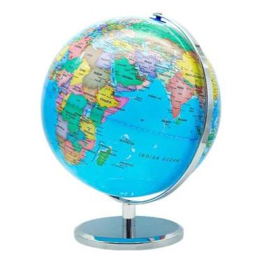 Imagem de Globo Terrestre Enfeite Decorativo de 33cm Altura com base de metal - 