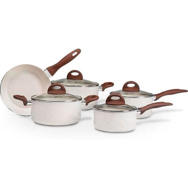 Imagem de Conjunto de Panelas 5 Peças Smart Plus Antiaderente Ceramic Life Diâmetros Variados Vanilla Brinox