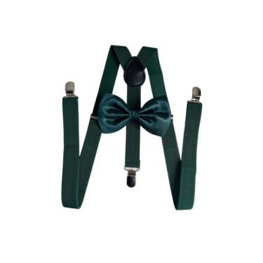 Imagem de 5 Kits Suspensório + Gravata Borboleta Adulto - STYLESTORE, Verde escu