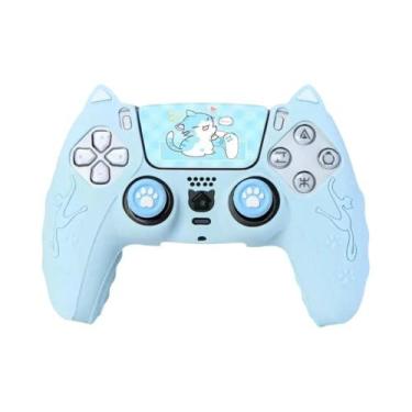 Imagem de Capa De Silicone Antiderrapante Para Controle De PS5 Com Adesivo E Gri