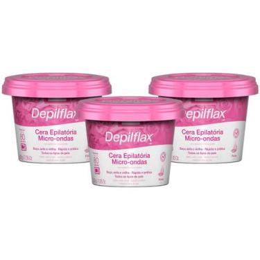 Imagem de Kit 3 Cera Depilatoria Micro-ondas Rosas Depilflax Buco Axila Virilha 