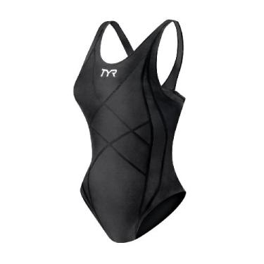 Imagem de TYR Traje de banho feminino Tracer Light Aeroback, preto, 81 cm
