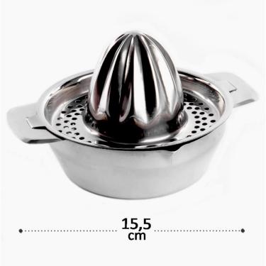Imagem de Espremedor Coador de Frutas Manual em Aço Inox 13x15,5x10cm