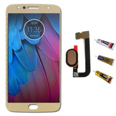 Imagem de Kit Tela Display Lcd Touch Screen Moto G5s Plus Xt1802 Dourado + Botão Flex Home Moto G5s Plus Dourado + Cola 110ml