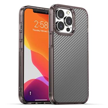 Imagem de GSYH Capa para iPhone 13/13 Pro/13 Pro Max, textura de fibra de carbono capa protetora à prova de choque com proteção de câmera rígida PC traseira, moldura de TPU macia, preta, 13 Pro 15,1 cm