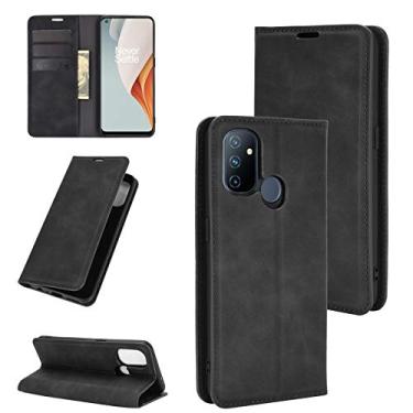 Imagem de YUNCHAO Caixa de telefone Para ONEPLUS Nord N100 Negócio Retro-Skin Caixa de Couro de Sucção Magnética Com Holder & Cart Slots & Carteira capa para celular