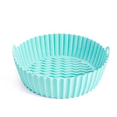 Imagem de FUYTERY Forro de Silicone Fritadeira a Ar Forro Reutilizável Resistente ao Calor Pergaminho (Para 3 a 5 QT) (7.5”, Verde)