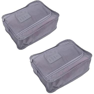 Imagem de Pacote com 2 Sacos de Sapatos de Viagem Saco de Armazenamento de Cosméticos Bolsa de Roupas Portátil à Prova D'água Saco Organizador de Sapatos para Casa Caixa de Sapatos de Bagagem à Prova de Poeira (Cinza)
