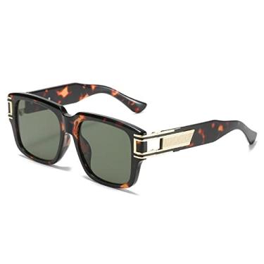Imagem de Óculos de sol quadrados retrô masculinos de luxo superdimensionados femininos óculos de sol moda óculos de sol de condução de carro uv400 óculos, C3 verde leopardo, tamanho único
