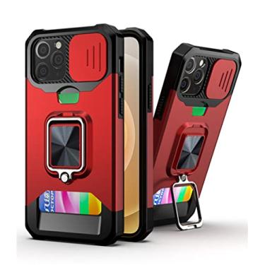 Imagem de Capa de telefone de proteção de lente deslizante de slot para cartão para iphone 13 11 12 pro max x xs max xr 7 8 plus 11pro capa de suporte de anel robusto de armadura, t2, para iphone 12pro max