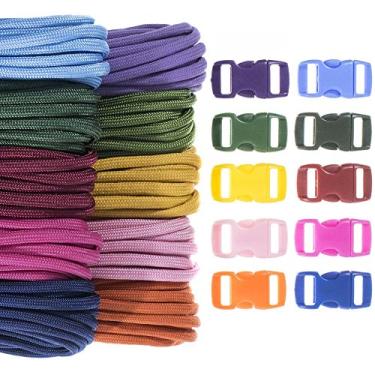 Imagem de Craft County Kits de artesanato de paracord 550 de 30 m – para todas as idades e níveis de habilidade – Crie pulseira de paracord, cordão, projetos de chaveiro (Chakra)
