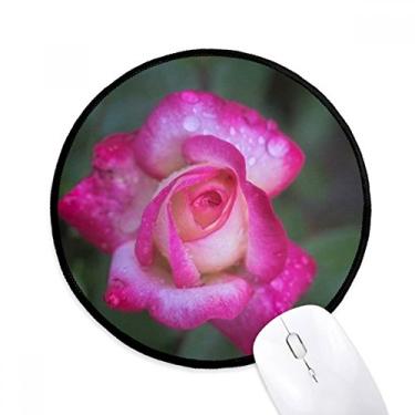 Imagem de Mouse pad rosa com pétalas de flores lindas tapete redondo para escritório para computador
