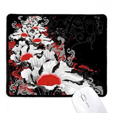 Imagem de Mousepad para decoração de peônias de plantas com bordas costuradas Tapete de borracha para jogos