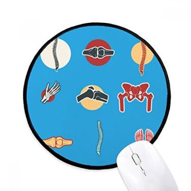 Imagem de Mousepads redondos com ilustração de articulações humanas antiderrapantes, bordas costuradas pretas, presente de escritório