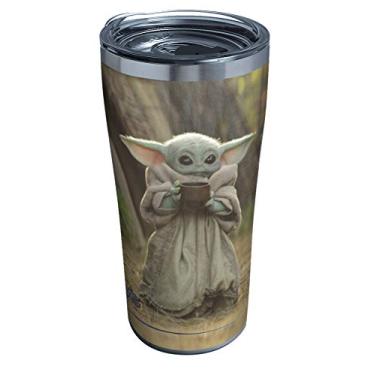 Imagem de Tervis Copo de viagem Star Wars - The Mandalorian Child Sipping Triple Walled Tumbler mantém bebidas frias e quentes, 590 ml, aço inoxidável, 1 unidade (pacote com 1)
