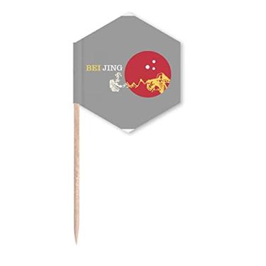 Imagem de China Beijing Bandeira de palito de dente Maravilhas de edifício histórico palitos de cupcake festa celebração