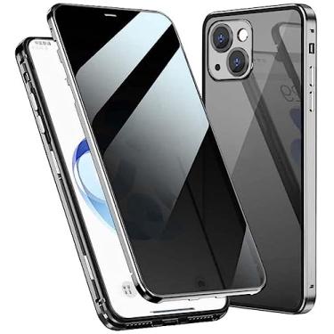 Imagem de LKDJNC Capa de telefone vítreo dupla face magnética anti-espião, para Apple iPhone 13 Mini (2021) 5,4 polegadas capa de vidro temperado dupla face (cor: branco)