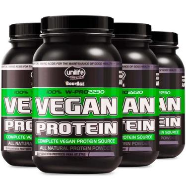 Imagem de Kit 4 Whey Protein Vegan Morango 900 G Unilife