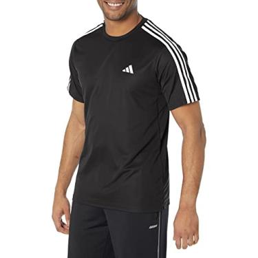 Imagem de adidas Camiseta masculina Essentials Base com 3 listras, Preto/branco, G