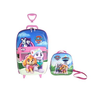 Imagem de Kit Mochila Rodinhas 3D Lancheira Patrulha Canina Pet Shop