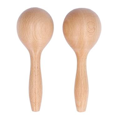 Imagem de OKJHFD 2 Peças Maracas Percussão De Mão Som Claro Aparência Brilhante 14x5x5cm Material De Madeira De Faia Instrumento Maracas Para Festas Instrumento Musical Latino Para Jogos Lembrancinhas