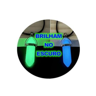 Imagem de Cordão Colar com Pingente Brilha no Escuro Fosforescente (Azul Neon)